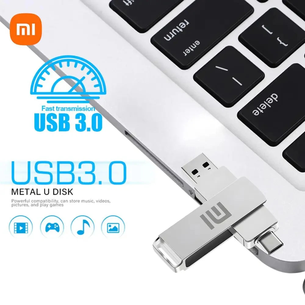 Xiaomi Flash Drives 2 To Usb 3.2 métal haute vitesse 1 To 512 Go bâton étanche SSD stockage PC téléphone transfert de données Portable