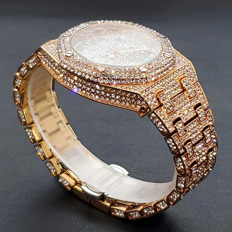 Luxus Voller Diamant Uhren für Männer Marke Hip Hop Iced Out Arabischen Ziffern Mode Stahl Wasserdichte Uhr Drop Shipping