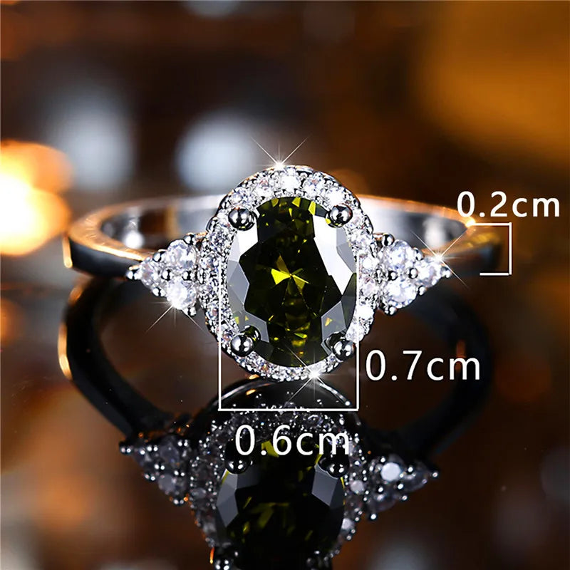 Bague de fiançailles en pierre de Zircon ovale noir pour femme, mignon, tendance, couleur argent, bijoux de mariée, cadeau pour femmes