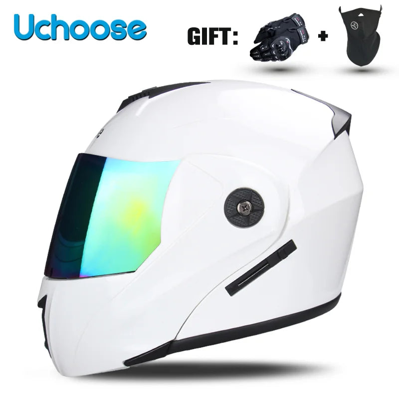 Uchoose-Casque de moto unisexe avec visière, double lentille, section transversale, certification DOT, casque de sécurité modulaire, casque à rabat