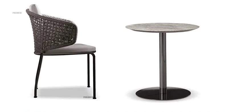 Dossiers européens chaises de jardin pour cour Protection solaire meubles d'extérieur en rotin creux meubles de Patio simples pour balcon