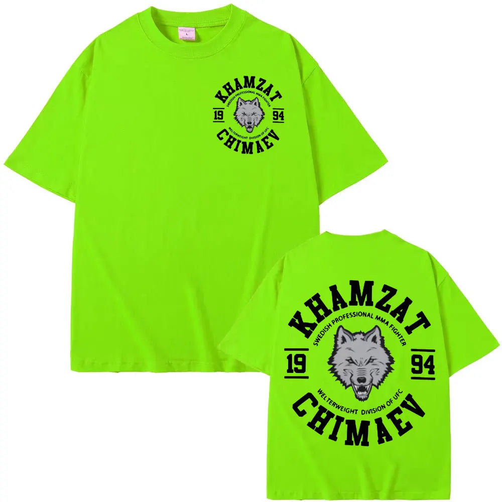 T-shirt Khamzat Chimaev – Homme, 100% Coton, Graphique Vintage, Oversize