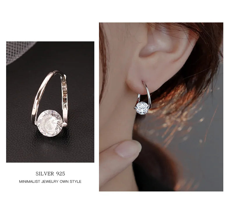 Boucles d'oreilles en argent Sterling 925, cerceau en Zircon coréen, tempérament Simple, exquis, tendance, bijoux Sexy, cadeau, offre spéciale