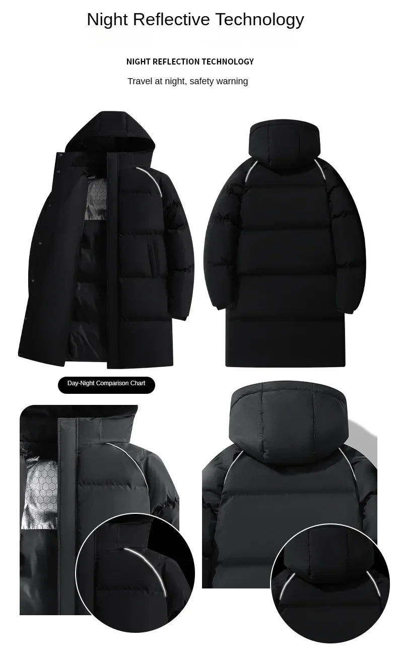 Parka chauffante à capuche pour homme, veste rembourrée, manteau long, veste chaude, technologie graphène, style coréen, haut de gamme, couple, hiver, 2024