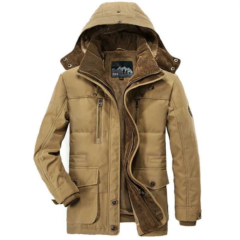 Bonne qualité mâle Fit manteaux d'hiver multi-poches Cargo vestes hommes longs manteaux d'hiver doudoune à capuche décontracté chaud Parkas 7XL