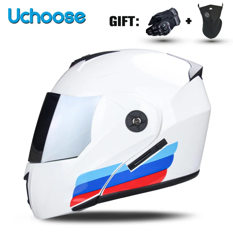 Uchoose-Casque de moto unisexe avec visière, double lentille, section transversale, certification DOT, casque de sécurité modulaire, casque à rabat