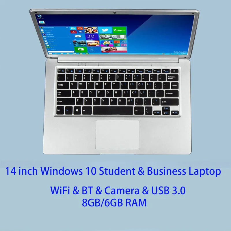Ordinateur portable Molosuper 14" Windows 10 4Go RAM 64Go, Intel Celeron, Wi-Fi, Bluetooth