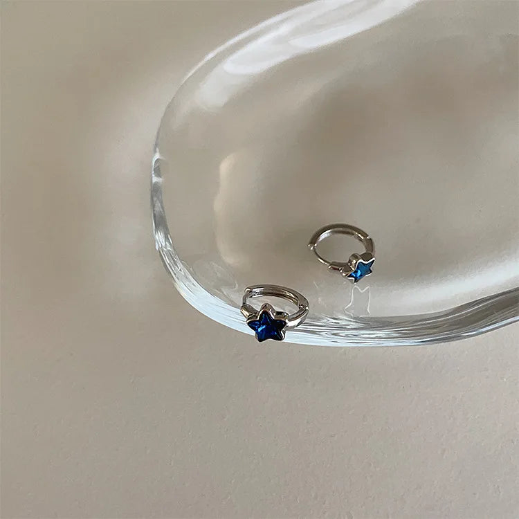 Boucles d'oreilles créoles étoile en argent Sterling 925, tempérament Simple incrusté de Zircon pour femmes, accessoires de bijoux de mariage
