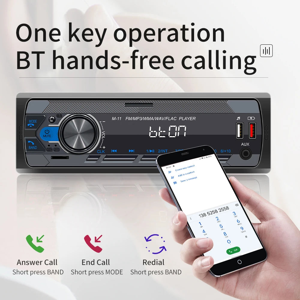 Autoradio Podofo 1DIN Bluetooth USB SD AUX – Lecteur MP3 avec Assistant Vocal