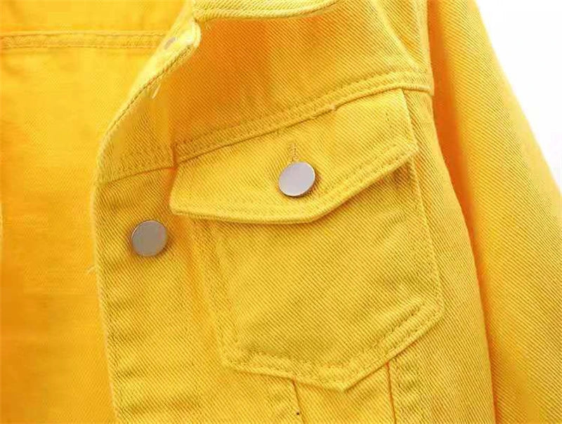 Veste en Jean pour femmes, hauts de couleur rose, couleur unie, courte, multicolore