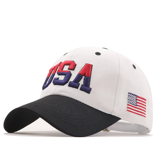 Casquette Baseball Drapeau Américain Unisexe Coton Broderie USA Hip Hop Snapback