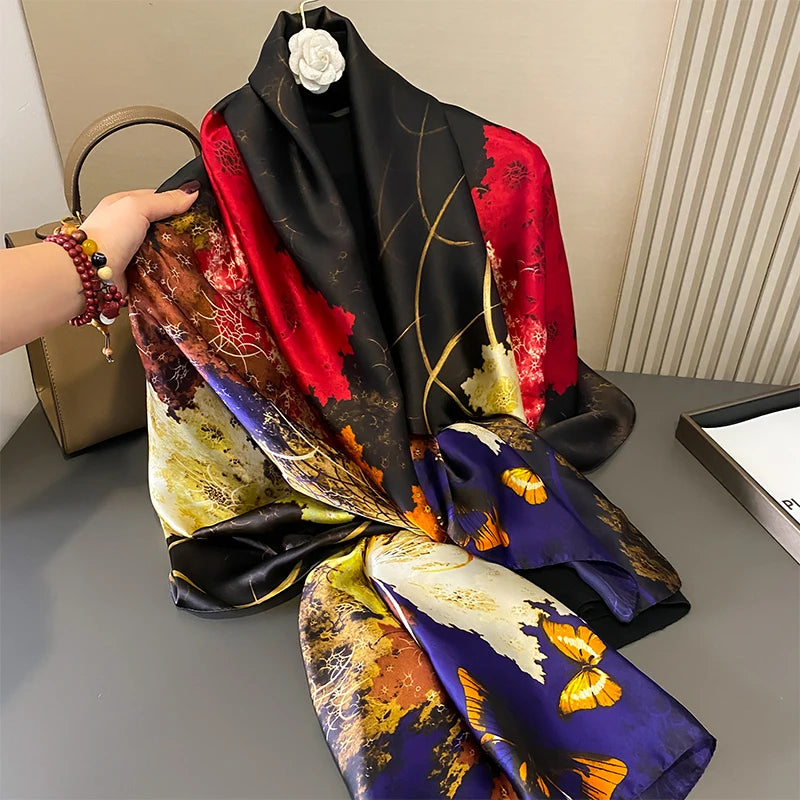 🧣 Foulard en Soie RUNMEIFA – Élégance d’Été & Style Luxe