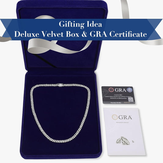 Chaîne Moissanite Cuban Link – 5.3 à 7 Carats, 6MM, Plaqué Or 18K & Argent Sterling