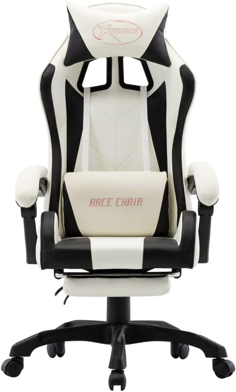 LARRYHOT Fauteuil de Jeux Vidéo et Bureau – Noir et Blanc