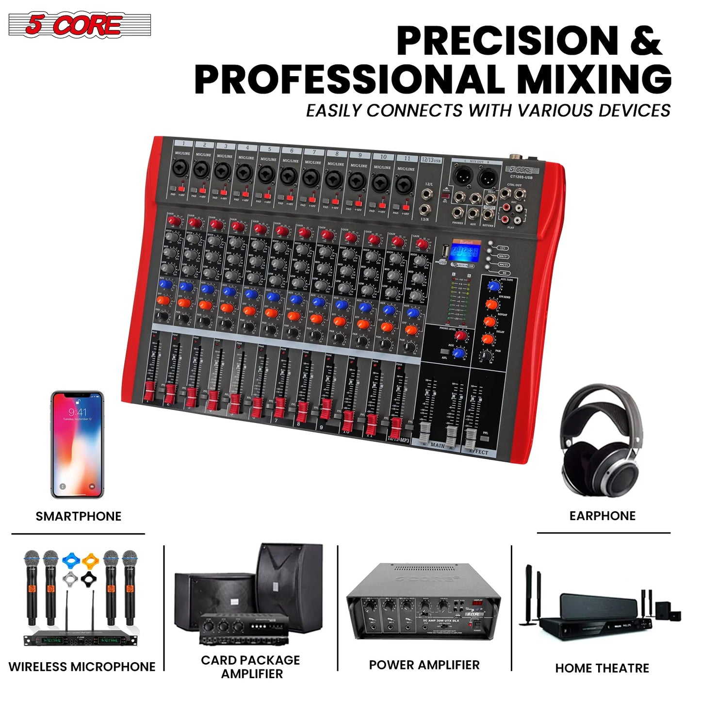 🎧 Mixeur Audio Professionnel 12 Canaux 🎧