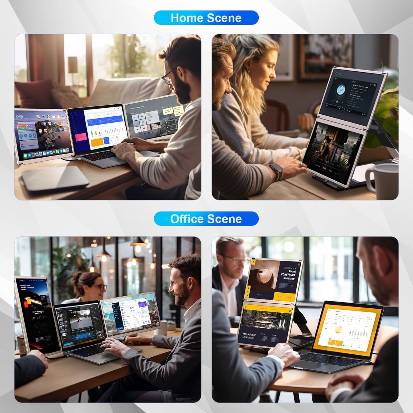 💼 Extenseur d'Écran Triple 15,6" – FHD 1080P Plug & Play