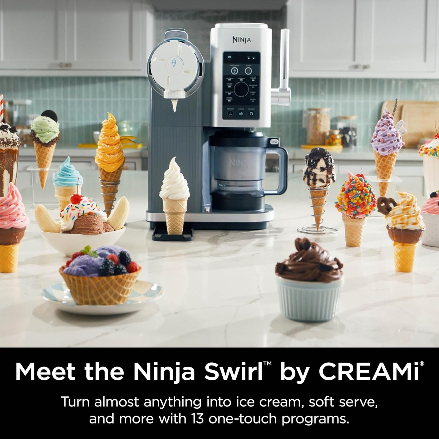 Swirl by Creami – Machine à Glace et Crème Glacée Soft Serve 13-en-1 avec Programmes Personnalisés