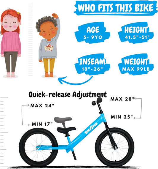 🚲 Vélo d'Équilibre 16” – Pour Enfants de 5 à 8 Ans