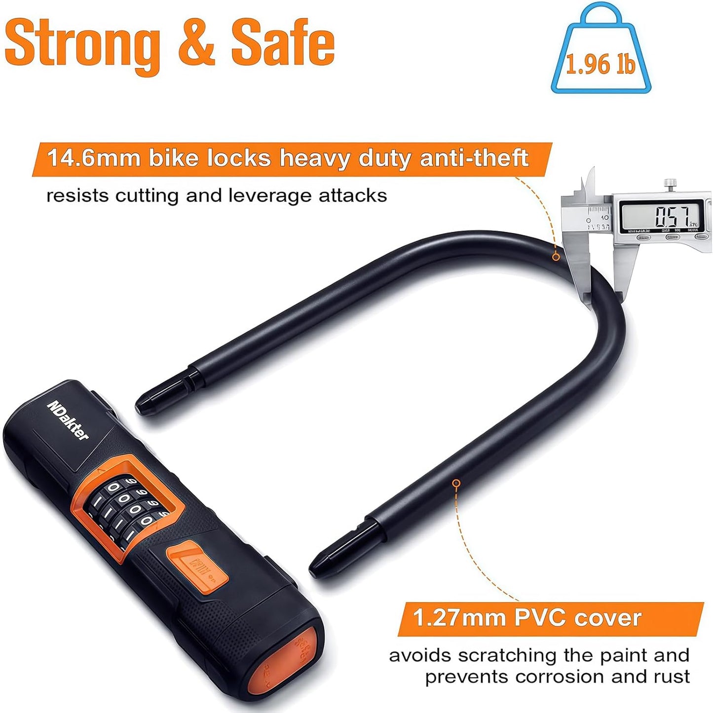 Antivol U Combo Ultra-Résistant avec Câble Acier 5FT – Vélo, Trottinette, Moto & Portail