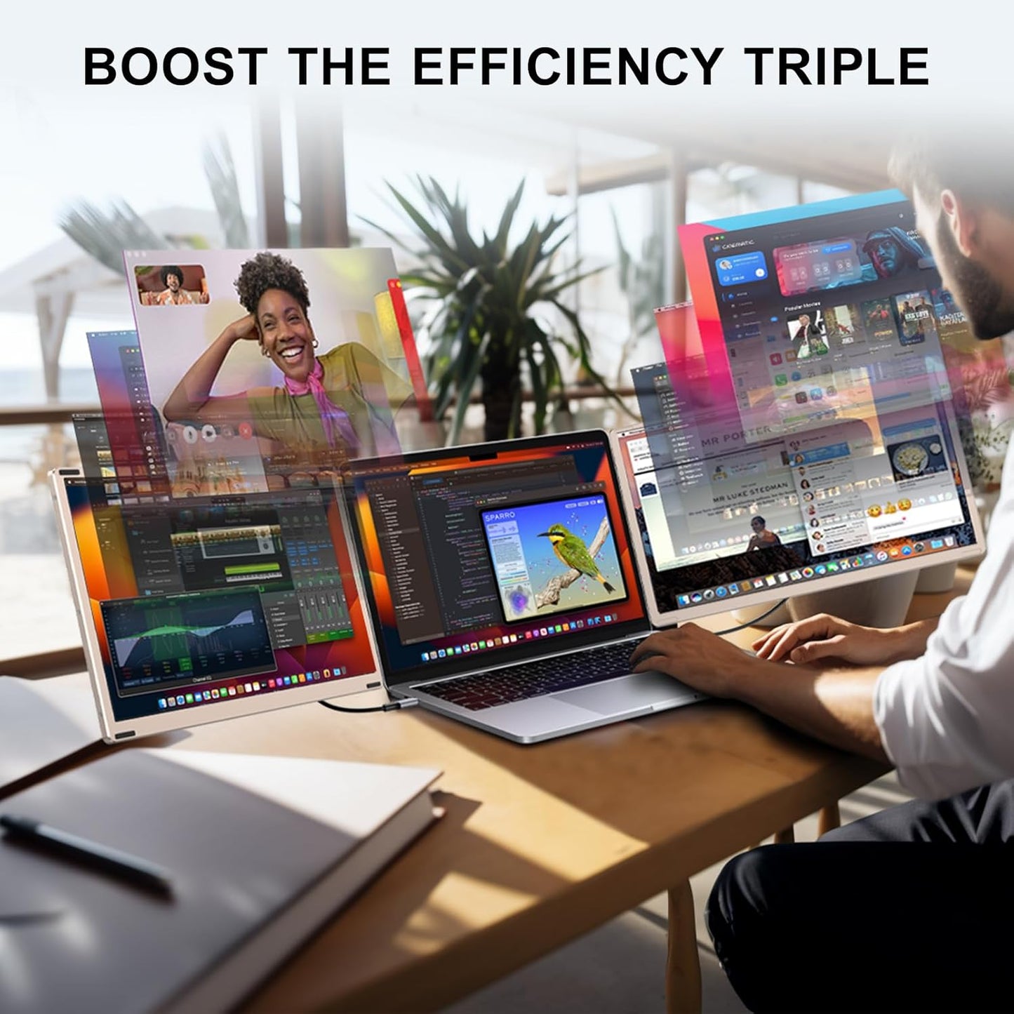 💼 Extenseur d'Écran Triple 15,6" – FHD 1080P Plug & Play