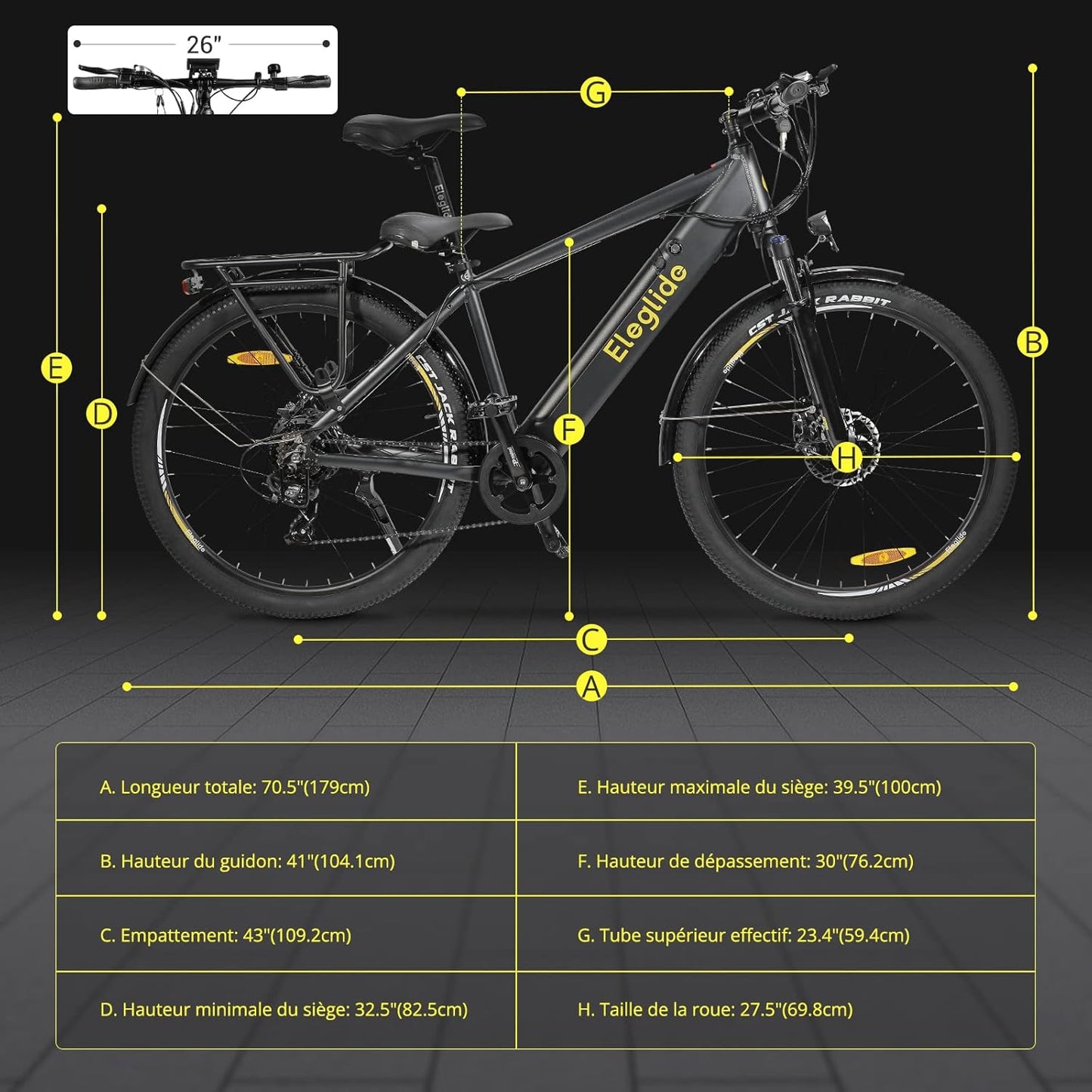 Vélo Électrique Eleglide T1 - VTT Urbain 27,5" | Moteur 250W | Batterie 36V 13Ah | 7 Vitesses | E-Bike Homme/Femme
