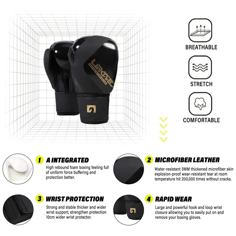 Gants de Boxe Professionnels 12oz - Muay Thai et Sanda (Hommes et Femmes)