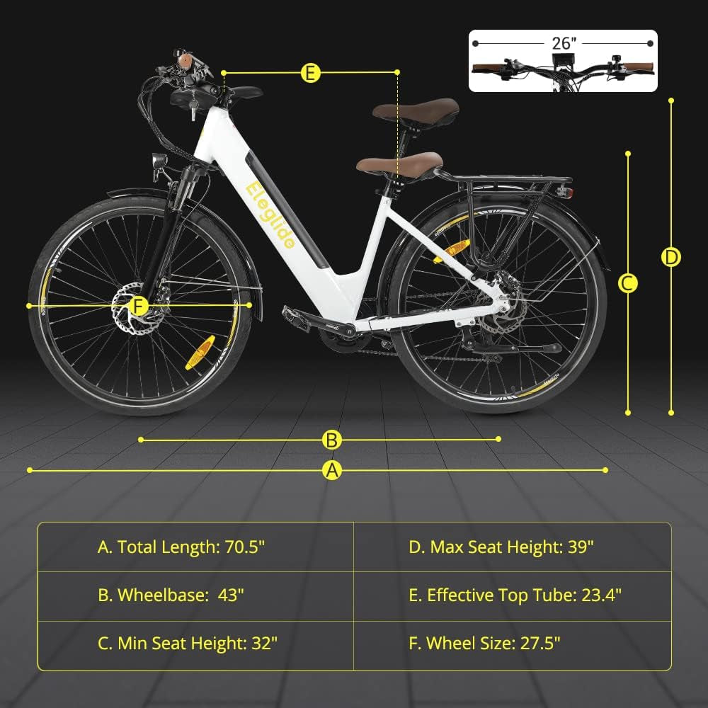 Vélo Électrique Eleglide T1 Step-Thru - VTC Urbain 27,5" | Moteur 250W | Batterie 36V 12,5Ah | 7 Vitesses | E-Bike Homme/Femme