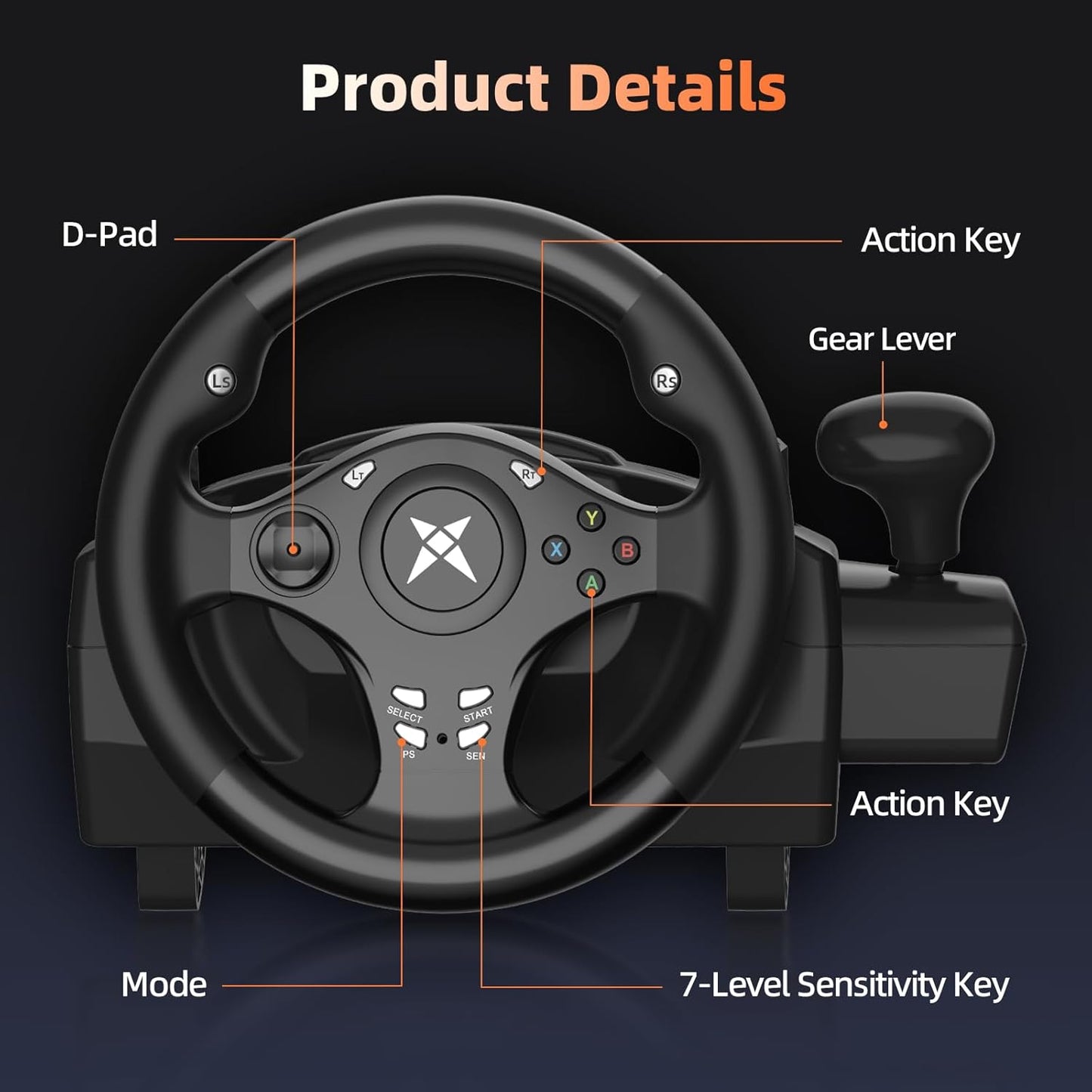 đ VOLANT DE COURSE UNIVERSEL 270° AVEC PĂDALES ET VIBRATIONS | Pour Xbox, PS4, PC, Switch đź