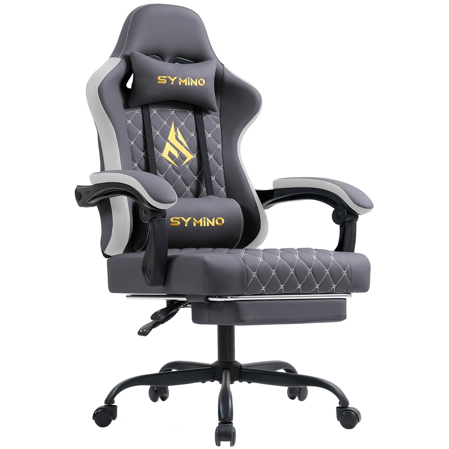 Fauteuil SYMINO JD183437 – Cuir Rembourré, Repose-pieds, Rotatif, Confort Mémoire