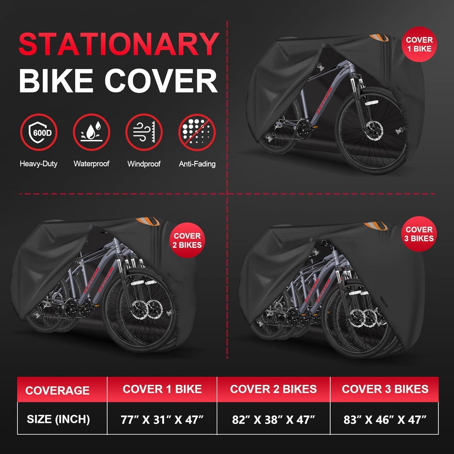 🚴 Housse de Protection Extérieure 1 Vélo – Ultra Résistante & Imperméable (600D)