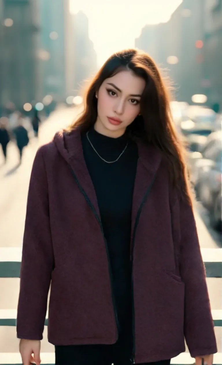 Veste Hiver À Capuche Mi-Longue En Coton Chaud Epais Doublé En Molleton Thermique Casual Manteau Matelassé Polaire Pour Printemps Automne