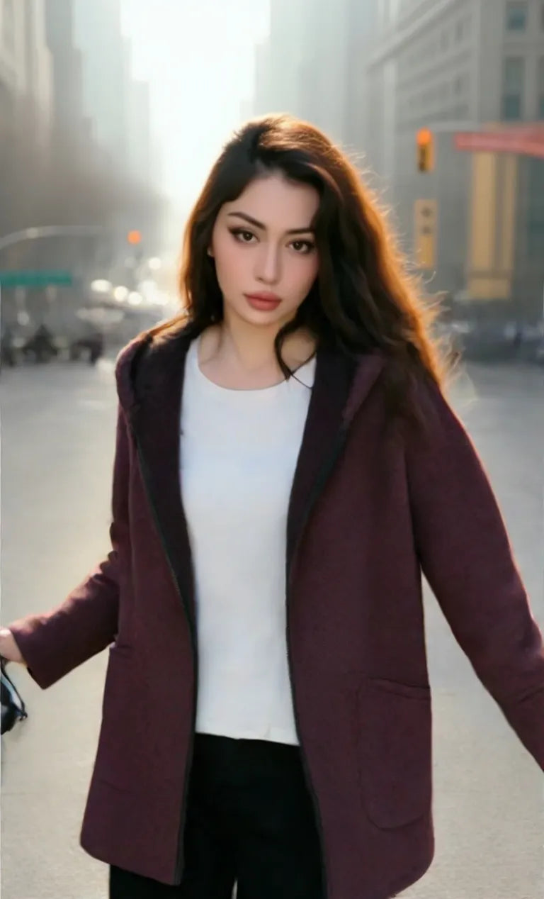 Veste Hiver À Capuche Mi-Longue En Coton Chaud Epais Doublé En Molleton Thermique Casual Manteau Matelassé Polaire Pour Printemps Automne