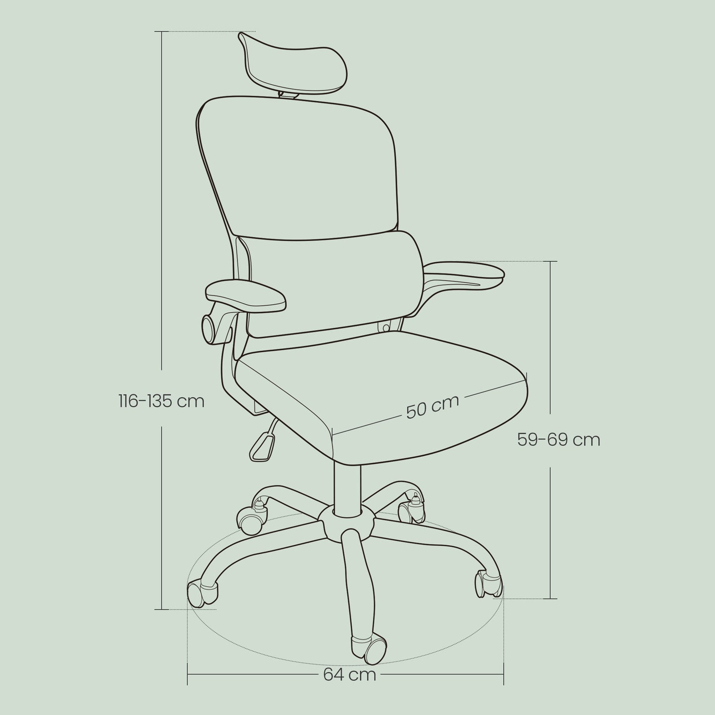 Fauteuil de Bureau SONGMICS 16V932071 – Ergonomique, Repose-Tête et Lombaires Réglables, Rotation 360°