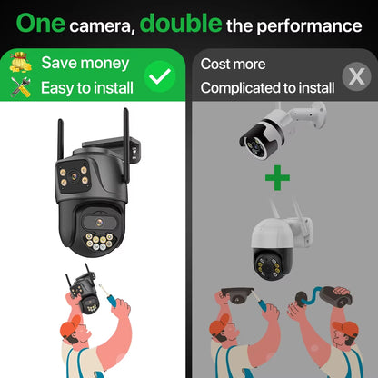 Caméra de Surveillance Extérieure WiFi PTZ à Double Objectif 4K 8MP HD 