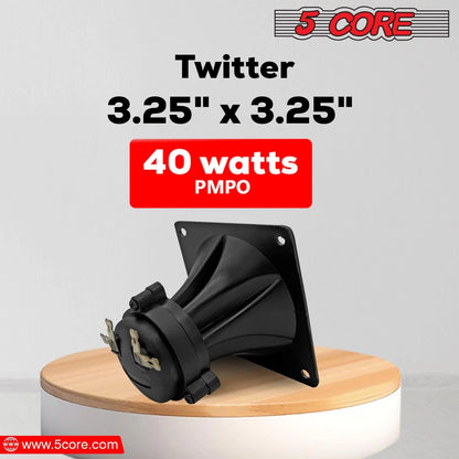 Tweeter 5Core 3,25" x 3,25" 40W Composant Carré Remplacement Super Horn Haute Puissance