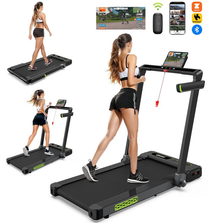 Tapis de Course Pliable Électrique 2-en-1 pour Course, Marche et Jogging - Capacité de 280 lbs avec Écran Double Affichage