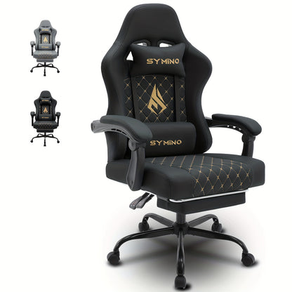 Fauteuil SYMINO JD183437 – Cuir Rembourré, Repose-pieds, Rotatif, Confort Mémoire