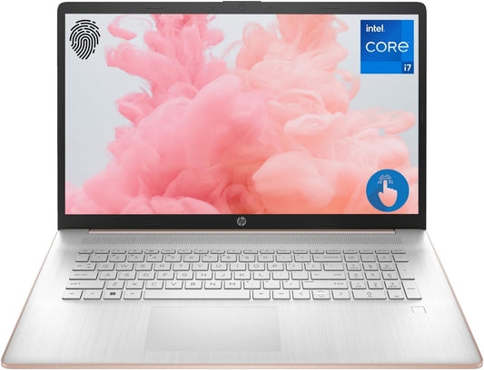 Essential 17T Laptop, 17.3" HD+ Touchscreen, Intel Core I7-1355U, 32GB RAM, 1TB SSD, Webcam, HDMI, Backlit Keyboard, Fingerprint Reader, Wi-Fi 6, Windows 11 Home, Pale Rose Gold