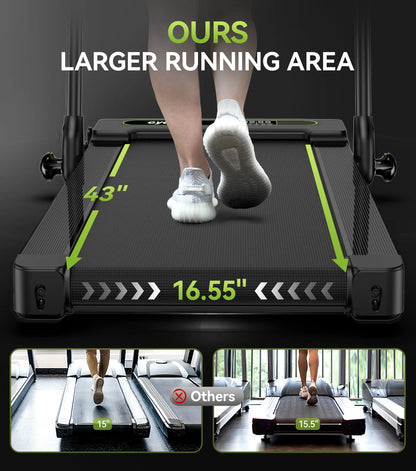 Tapis de Course Pliable Électrique 2-en-1 pour Course, Marche et Jogging - Capacité de 280 lbs avec Écran Double Affichage