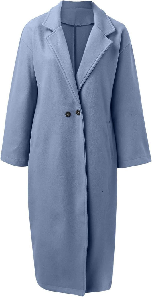 Manteau Femme en Laine Mélangée, Trench Simple Boutonné avec Capuche – Veste d'Hiver Élégante et Confortable