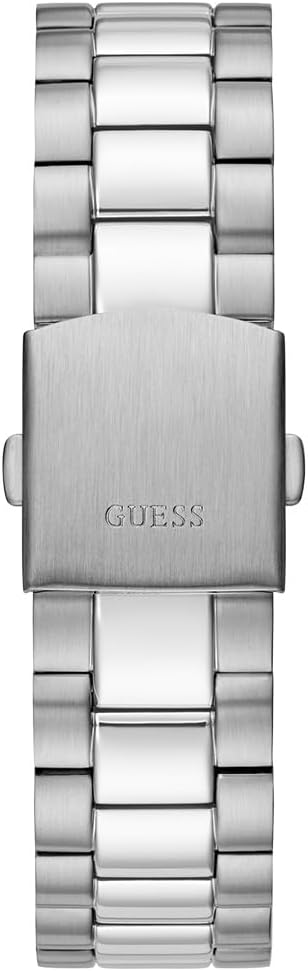 Montre GUESS pour homme de 42 mm – Bracelet argenté, cadran bleu, boîtier argenté.