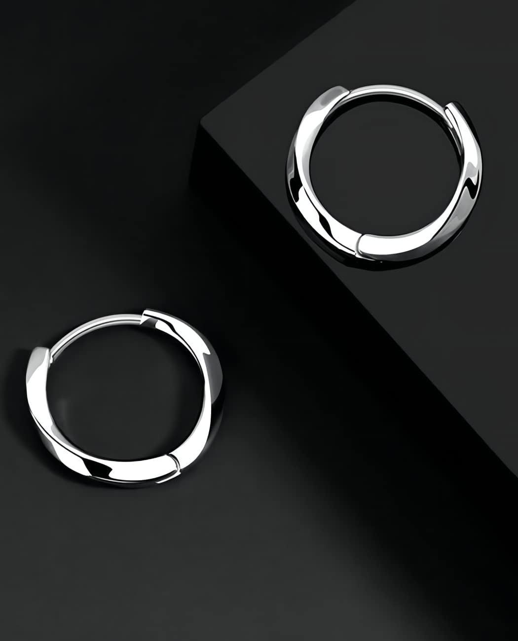 Men'S Earring Hoop 925 Sterling Silver Hoop Earring for Men round Huggie Silver Mens Hoops Earrings Ear Piercings