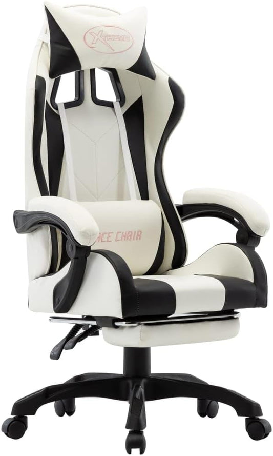 LARRYHOT Fauteuil de Jeux Vidéo et Bureau – Noir et Blanc