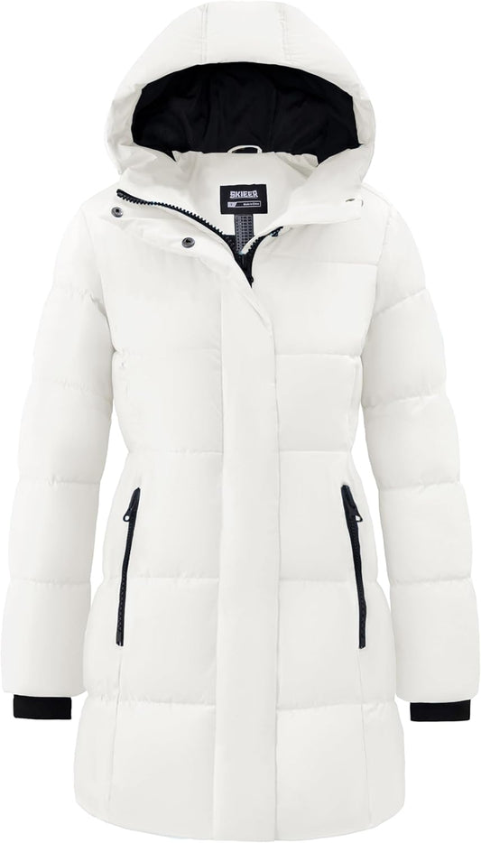 Veste en cuir pour femme avec col en fourrure, manteau parka d'hiver à manches longues