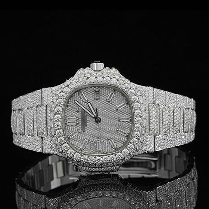 Montre Iced Out Luxe – Moissanite 25 CT, Automatique, Or Rose & Argent | Beniyaz