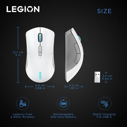 Souris de Jeu Sans Fil Legion M600 RGB – 16 000 DPI, 9 Boutons Programmables, Autonomie de Batterie de 200 Heures, Durabilité de 50 Millions de Clics – Souris Ambidextre (Stingray)