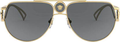 🕶️ VERSACE VE 2225 100287 – Lunettes de Soleil Aviator Dorées avec Verres Gris
