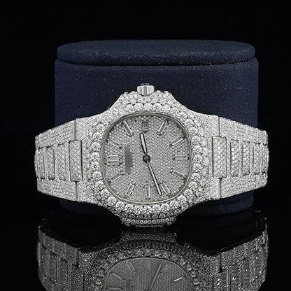 Montre Iced Out Luxe – Moissanite 25 CT, Automatique, Or Rose & Argent | Beniyaz
