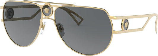 🕶️ VERSACE VE 2225 100287 – Lunettes de Soleil Aviator Dorées avec Verres Gris