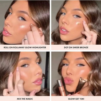 3Pcs Mix Body Highlighter Bronze Oil Shimmer Rolling Ball